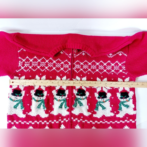 Fairisle Beaded Snowman‎ & Snowflake Zip Cardigan Croft & Barrow Xlarge Frosty - Picture 4 of 5